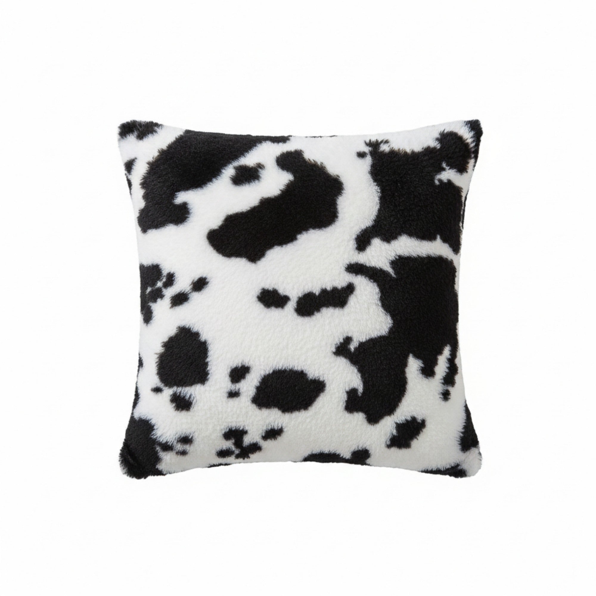 Anna-Kaci Cow Print Decorative Throw Pillow Covers 2-Pack Soft Plush Square Cushion Covers with Hidden Zipper 17.7x17.7in