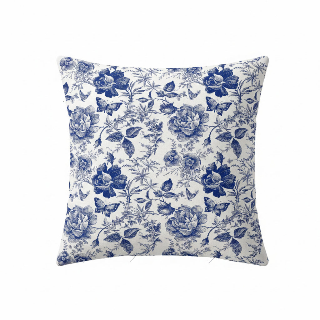 Anna-Kaci Decorative Floral Print Throw Pillow Covers 2-Pack Soft Woven Square Cushion Covers with Hidden Zipper 17.7x17.7in