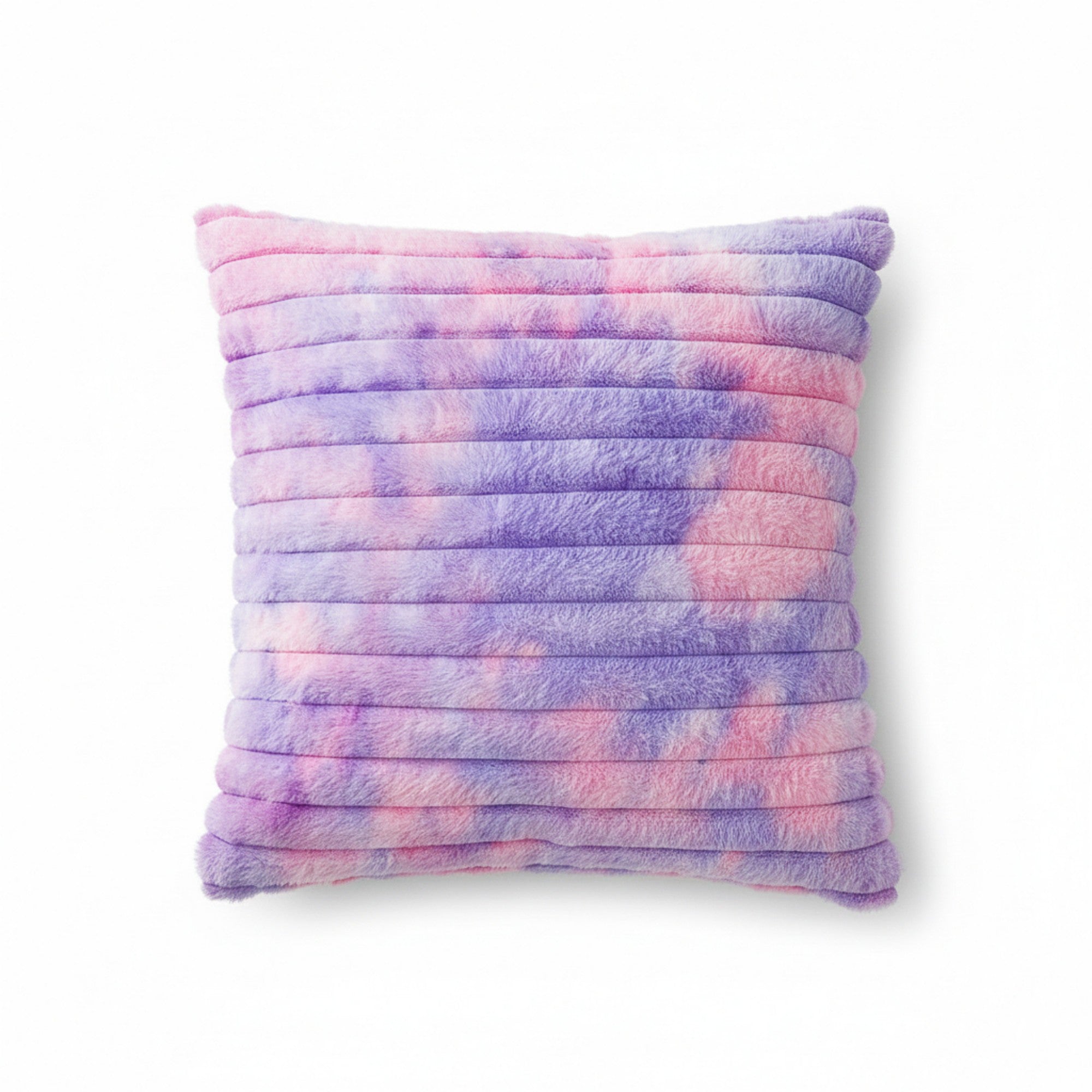 Anna-Kaci Plush Tie-Dye Decorative Throw Pillow Covers 2 Pack with Ribbed Texture Square Cushion Covers 17.7x17.7in