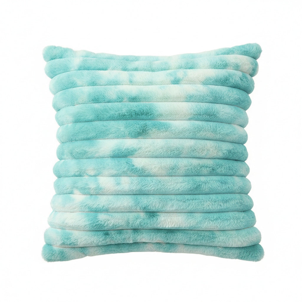 Anna-Kaci Plush Tie-Dye Decorative Throw Pillow Covers 2 Pack with Ribbed Texture Square Cushion Covers 17.7x17.7in
