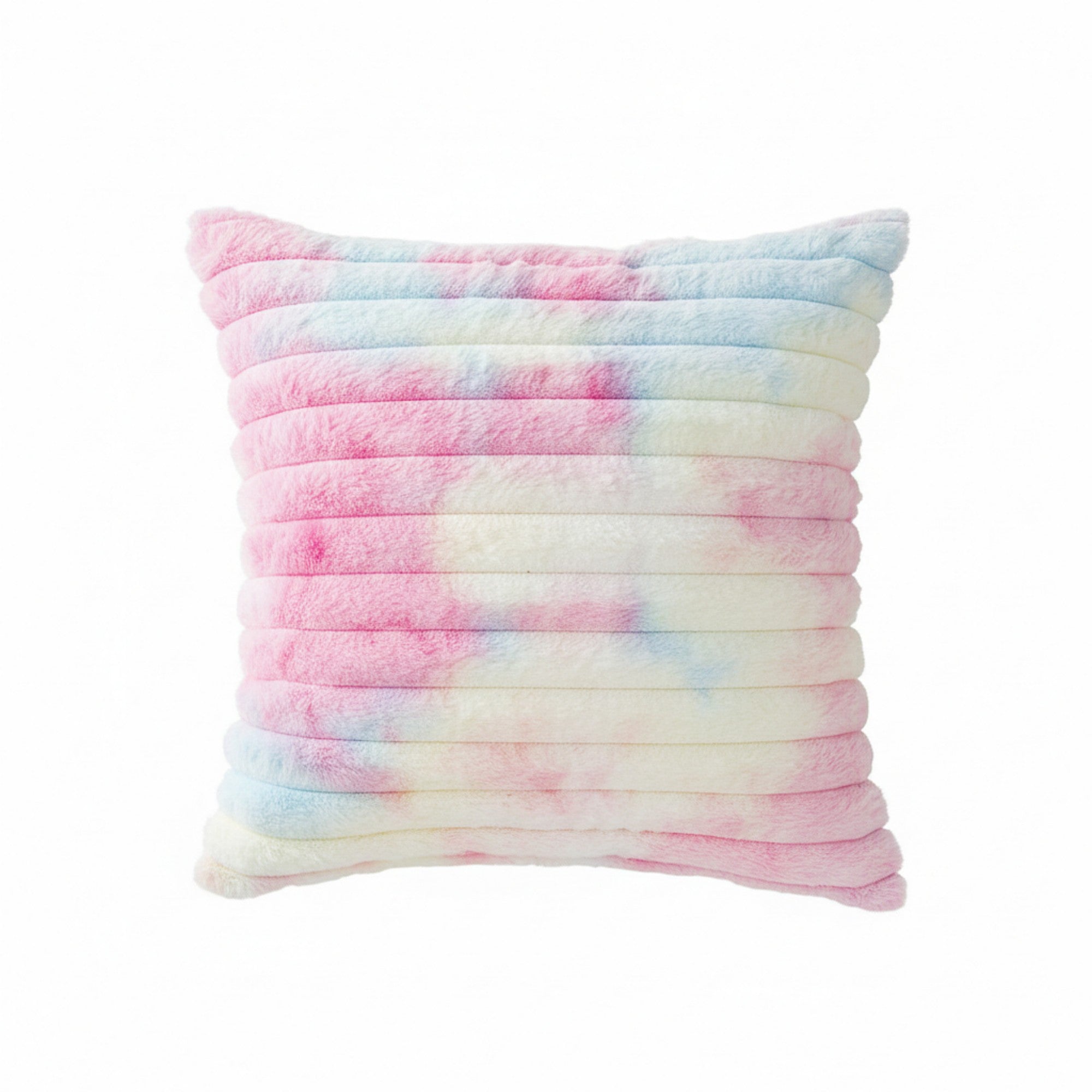Anna-Kaci Plush Tie-Dye Decorative Throw Pillow Covers 2 Pack with Ribbed Texture Square Cushion Covers 17.7x17.7in