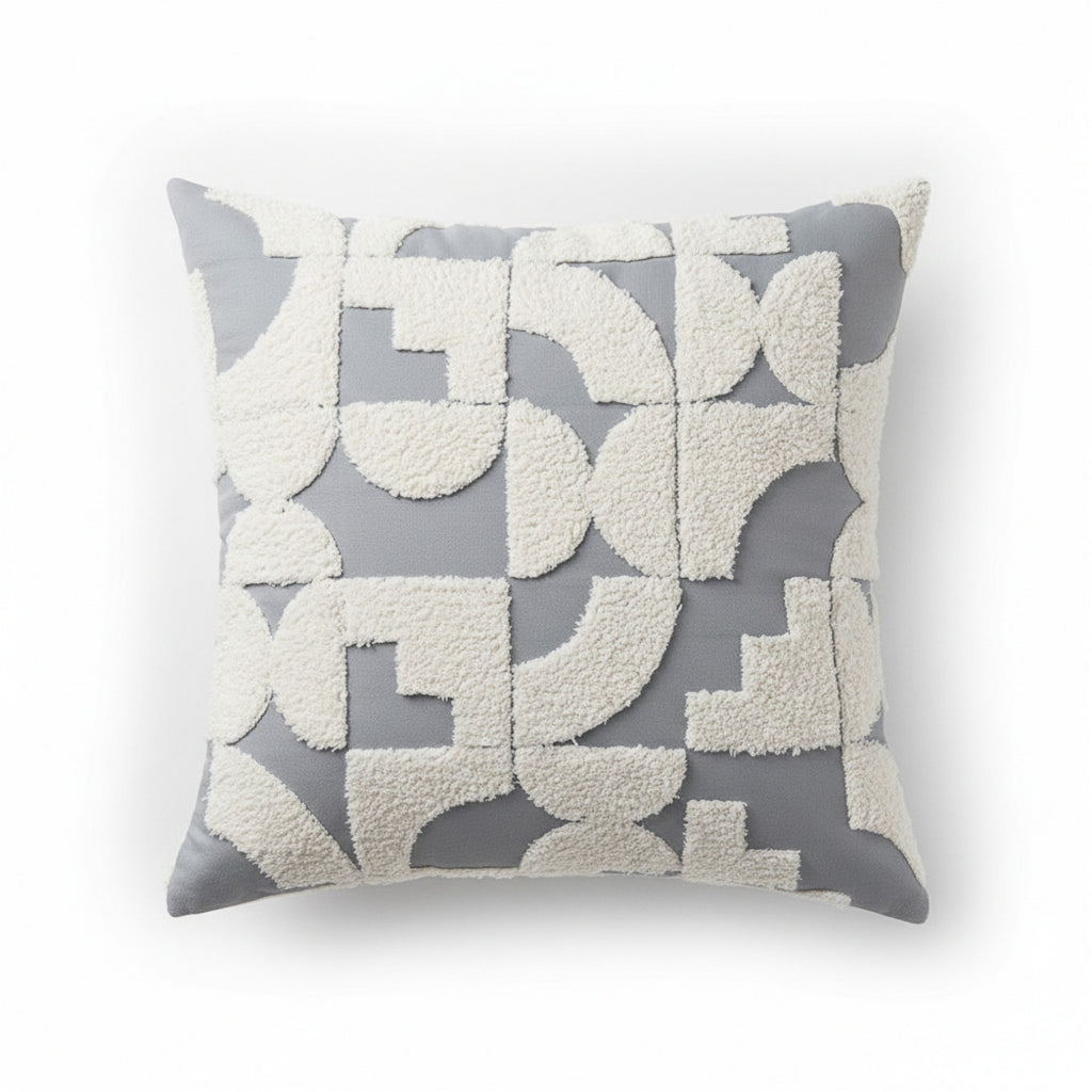 Anna-Kaci Geometric Tufted Decorative Throw Pillow Covers 2 Pack with Abstract Pattern Square Cushion Covers 17.7x17.7in