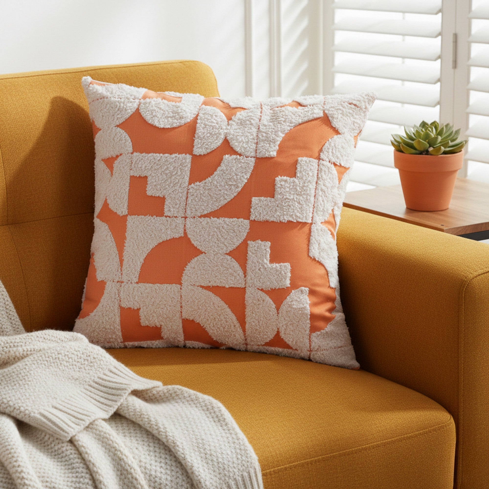 Anna-Kaci Geometric Tufted Decorative Throw Pillow Covers 2 Pack with Abstract Pattern Square Cushion Covers 17.7x17.7in