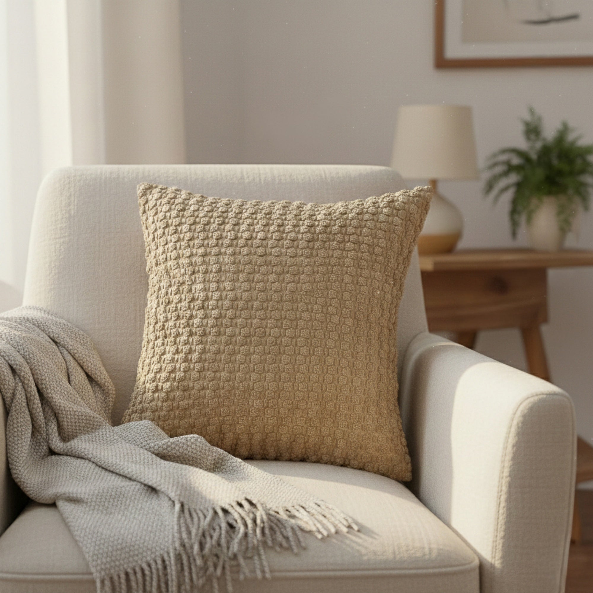 Anna-Kaci Woven Textured Decorative Throw Pillow Covers 2 Pack with Chunky Knit Pattern Square Cushion Covers 17.7x17.7in