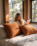Woven Textured Decorative Throw Pillow Covers 2 Pack with Chunky Knit Pattern Square Cushion Covers 17.7x17.7in