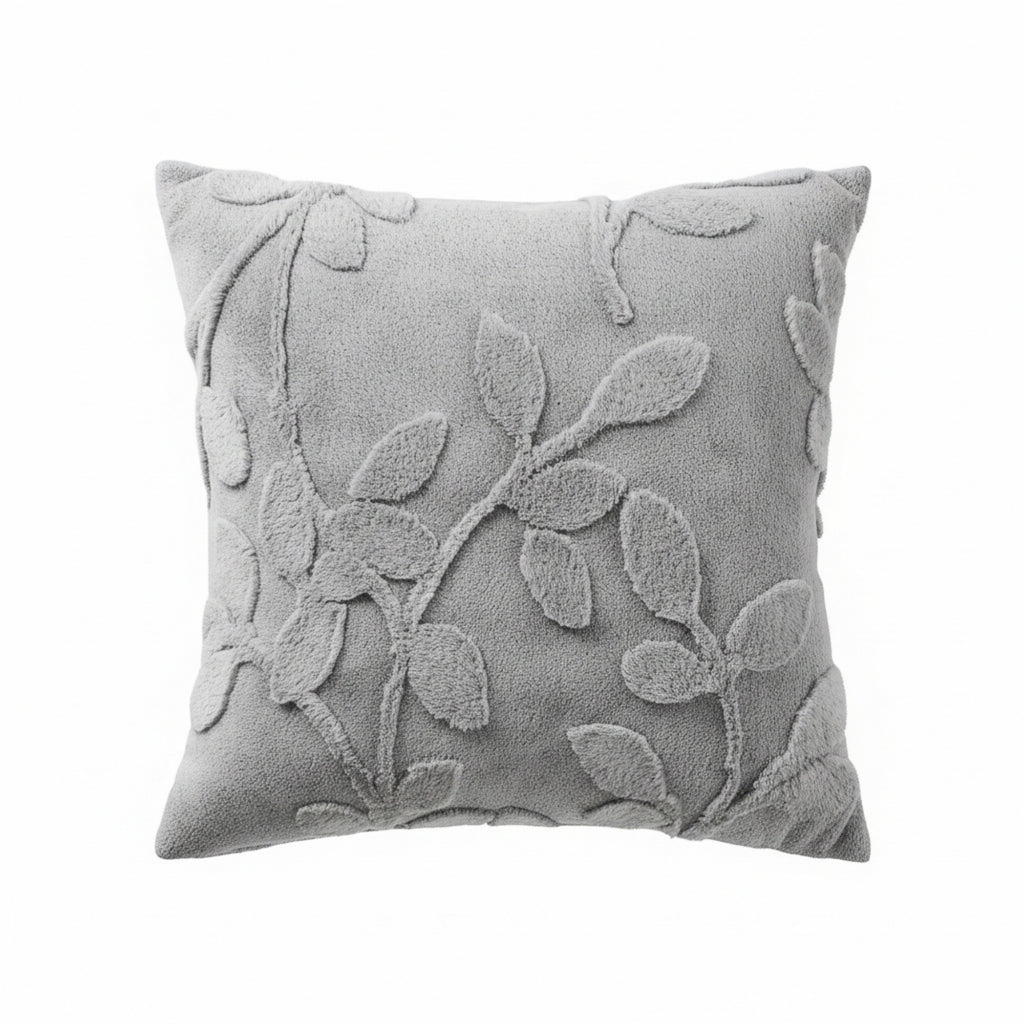 Anna-Kaci Embossed Botanical Decorative Throw Pillow Cover 1 Pack with Floral Vine Pattern Square Cushion Cover 17.7x17.7in
