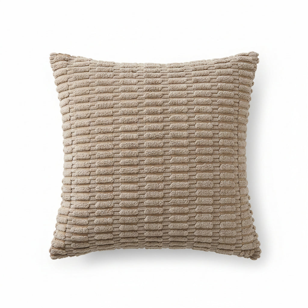 Anna-Kaci Striped Textured Decorative Throw Pillow Covers 2 Pack with Ribbed Chenille Surface Square Cushion Covers 17.7x17.7in