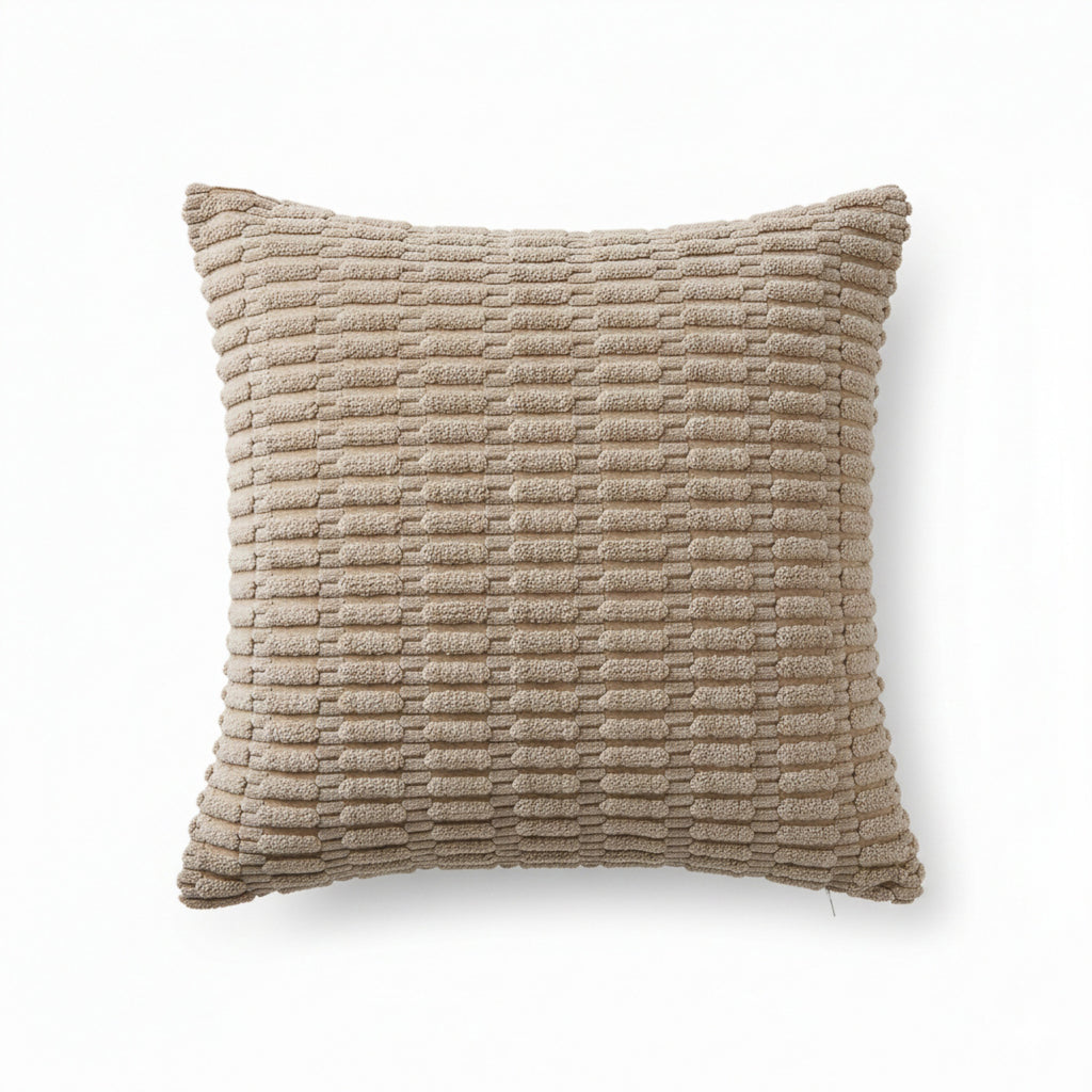 Anna-Kaci Striped Textured Decorative Throw Pillow Covers 2 Pack with Ribbed Chenille Surface Square Cushion Covers 17.7x17.7in