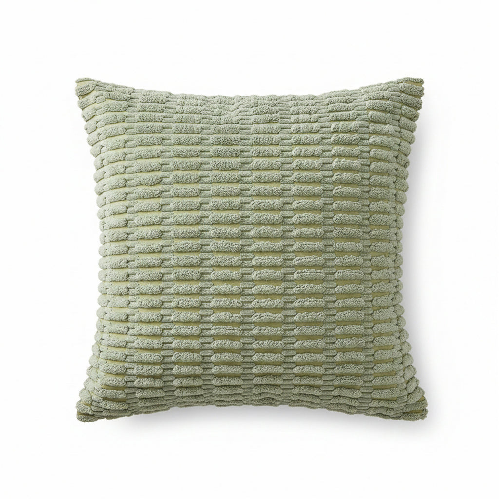 Anna-Kaci Striped Textured Decorative Throw Pillow Covers 2 Pack with Ribbed Chenille Surface Square Cushion Covers 17.7x17.7in