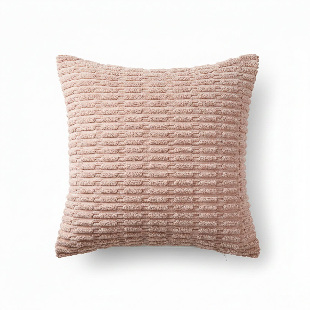 Anna-Kaci Striped Textured Decorative Throw Pillow Covers 2 Pack with Ribbed Chenille Surface Square Cushion Covers 17.7x17.7in