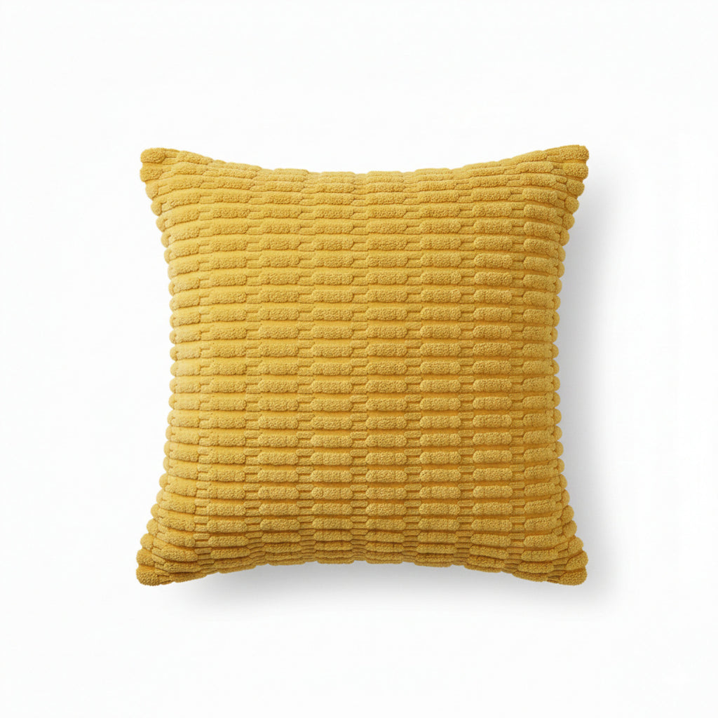 Anna-Kaci Striped Textured Decorative Throw Pillow Covers 2 Pack with Ribbed Chenille Surface Square Cushion Covers 17.7x17.7in
