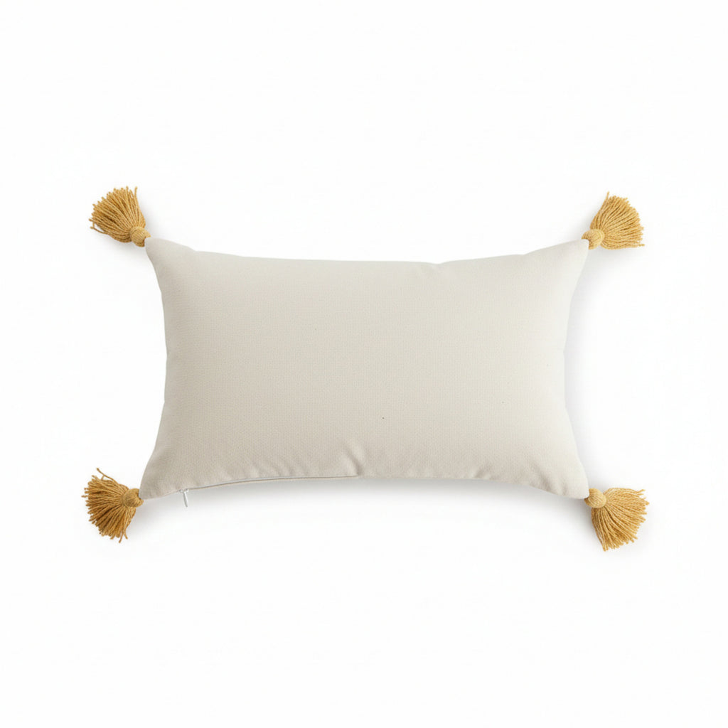 Anna-Kaci Tufted Sun Decorative Throw Pillow with Textured Embroidery and Tassel Corners