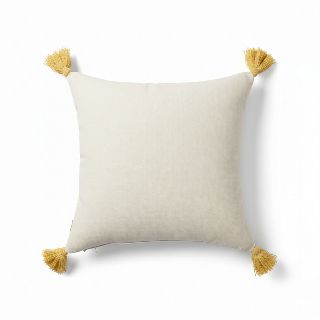 Anna-Kaci Tufted Sun Decorative Throw Pillow with Textured Embroidery and Tassel Corners