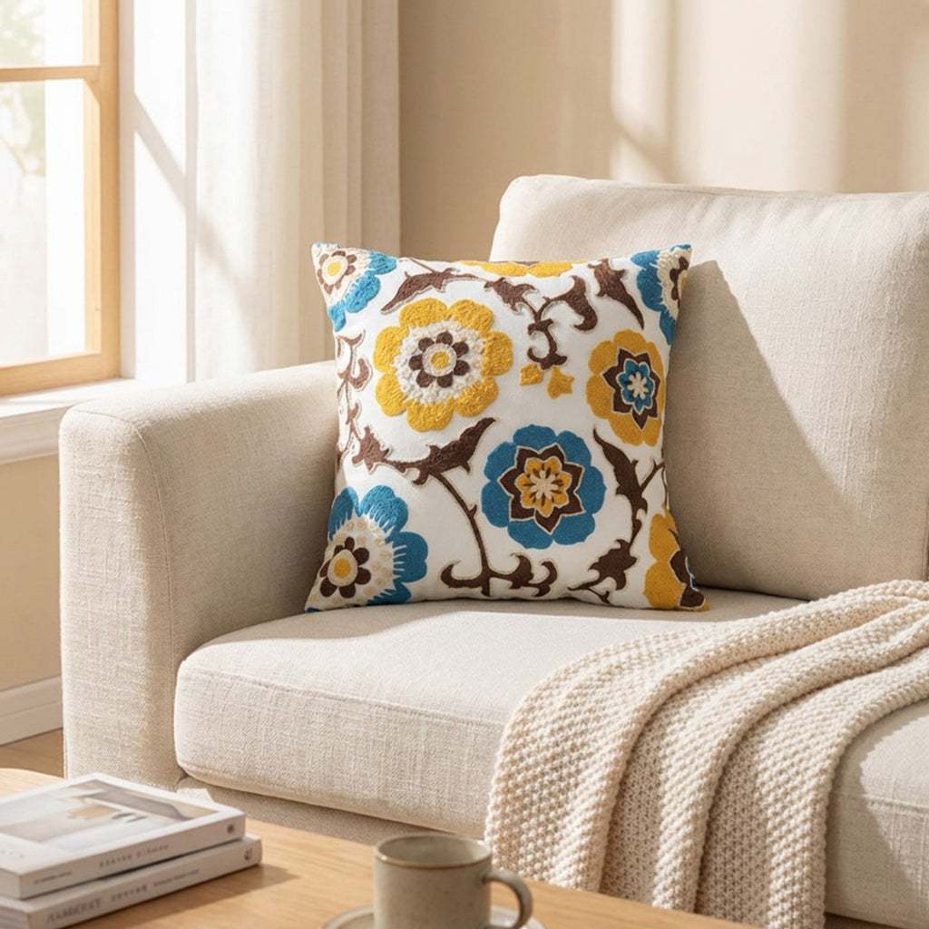 Anna-Kaci Decorative Floral Throw Pillow Cover Soft Textured Fabric Square Cushion Cover Single Pack