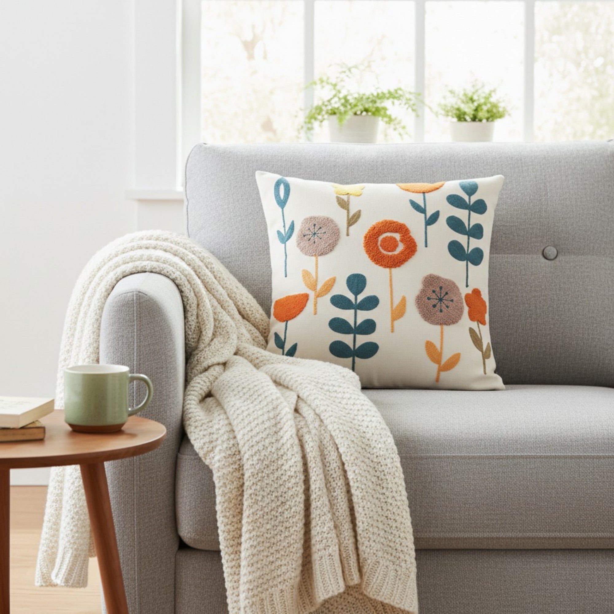 Anna-Kaci Decorative Floral Throw Pillow Cover Soft Textured Fabric Square Cushion Cover Single Pack