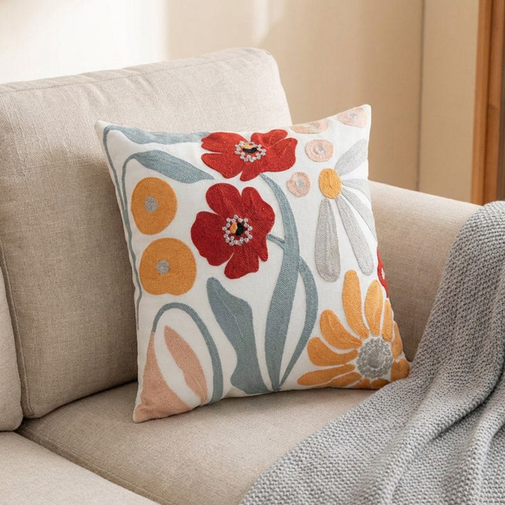 Anna-Kaci Decorative Floral Throw Pillow Cover Soft Textured Fabric Square Cushion Cover Single Pack