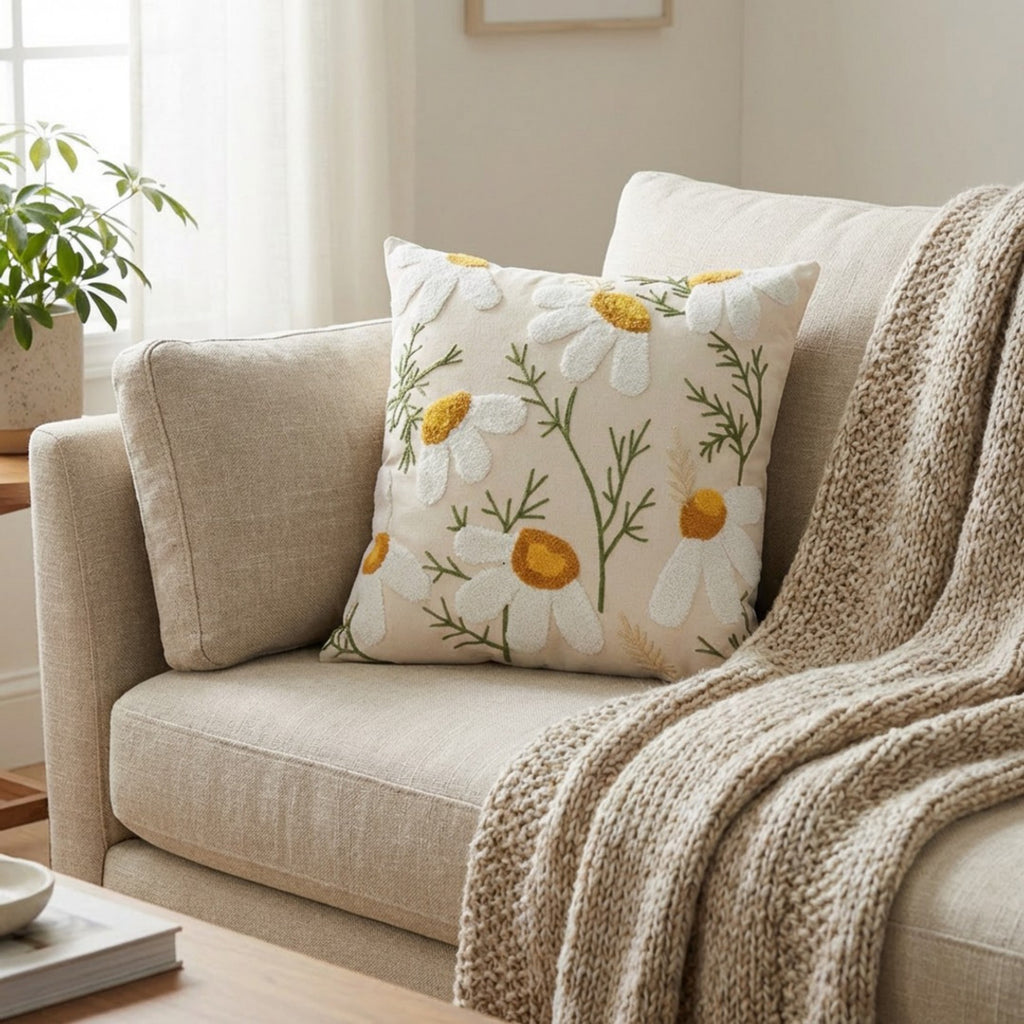 Anna-Kaci Decorative Floral Throw Pillow Cover Soft Textured Fabric Square Cushion Cover Single Pack