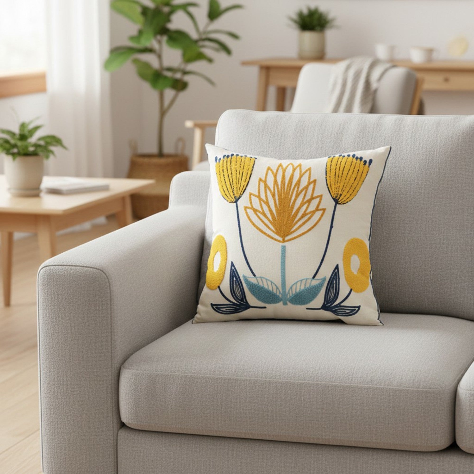 Anna-Kaci Decorative Floral Throw Pillow Cover Soft Textured Fabric Square Cushion Cover Single Pack