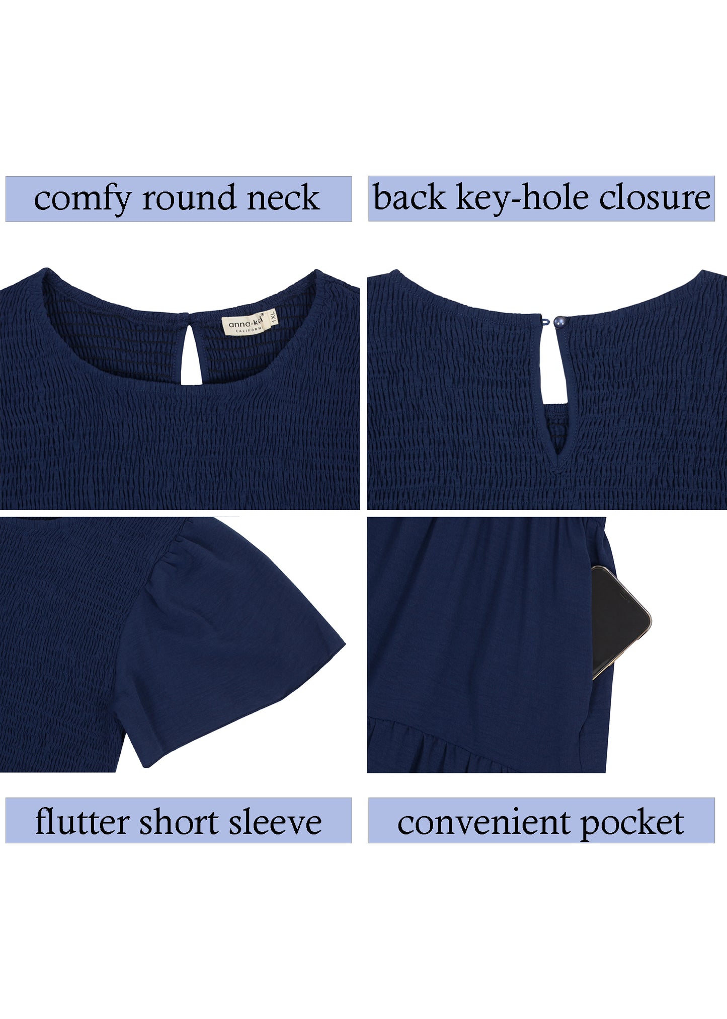 Anna-Kaci Women's Plus Size Casual Round Neck Flutter Short Sleeve Elastic Waist Smocked Tiered Maxi Dress