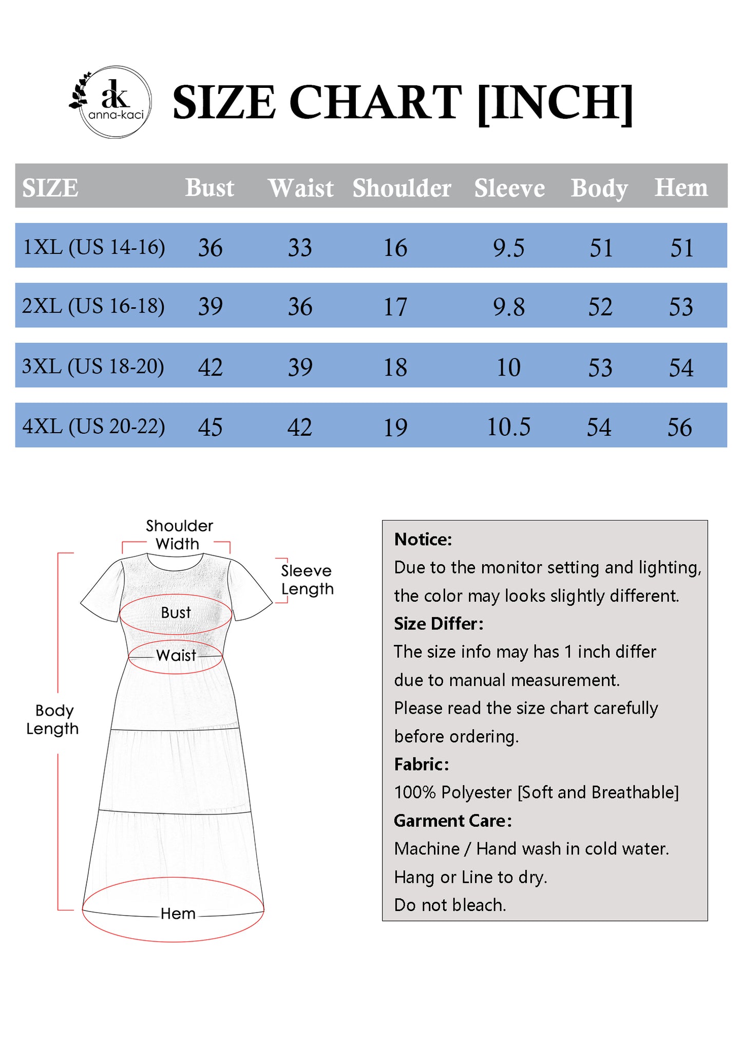 Anna-Kaci Women's Plus Size Casual Round Neck Flutter Short Sleeve Elastic Waist Smocked Tiered Maxi Dress