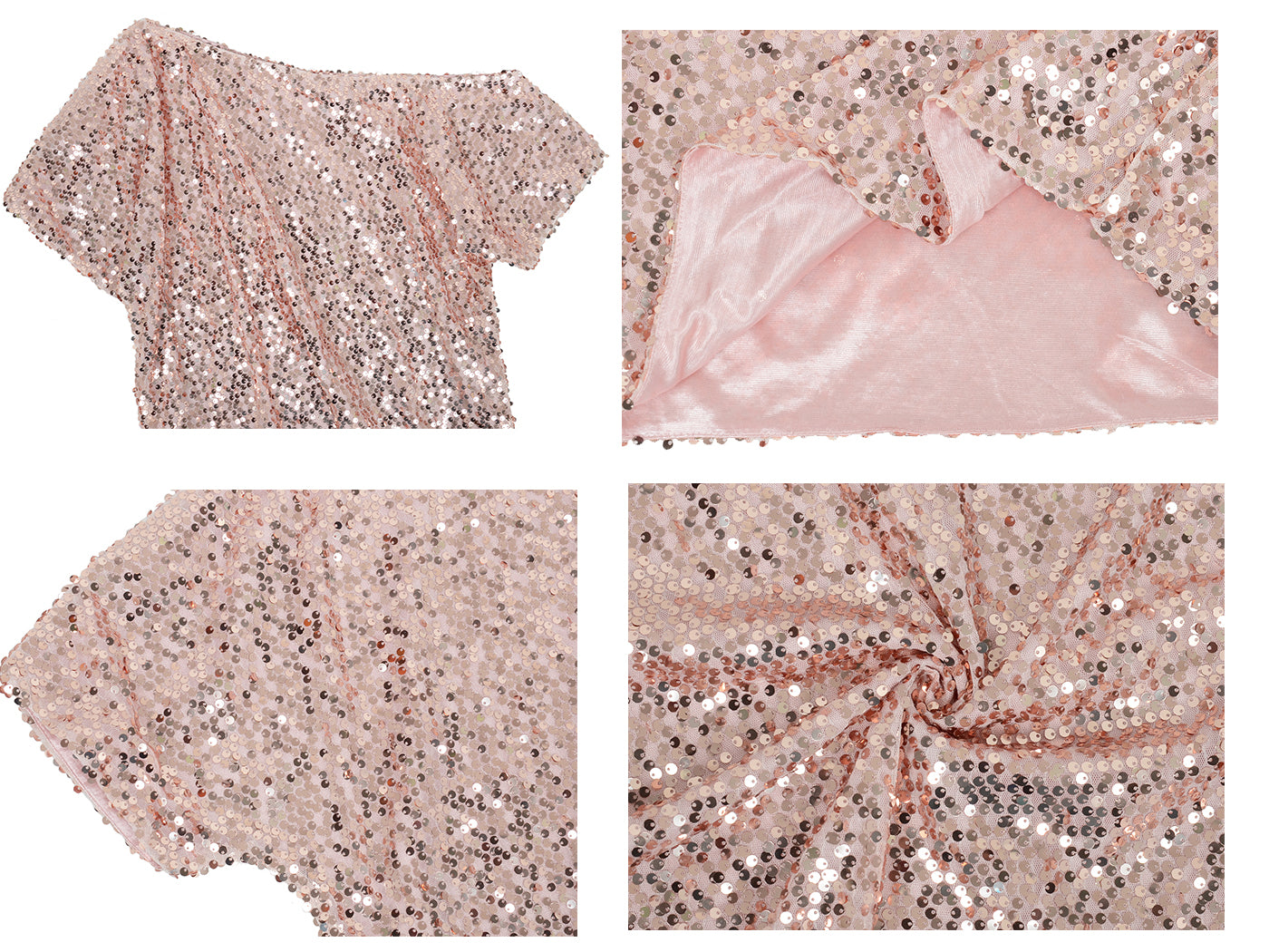 Blusa de lentejuelas con un solo hombro en talla grande