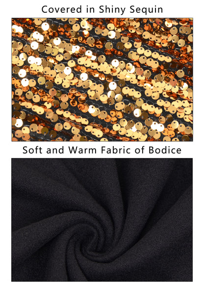 Anna-Kaci Women's Plus Size Sparkle Sequin Sweatshirt Mock Neck Pullover Long Sleeve Glitter Party Tops