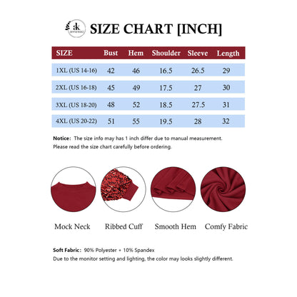 Anna-Kaci Women's Plus Size Sparkle Sequin Sweatshirt Mock Neck Pullover Long Sleeve Glitter Party Tops