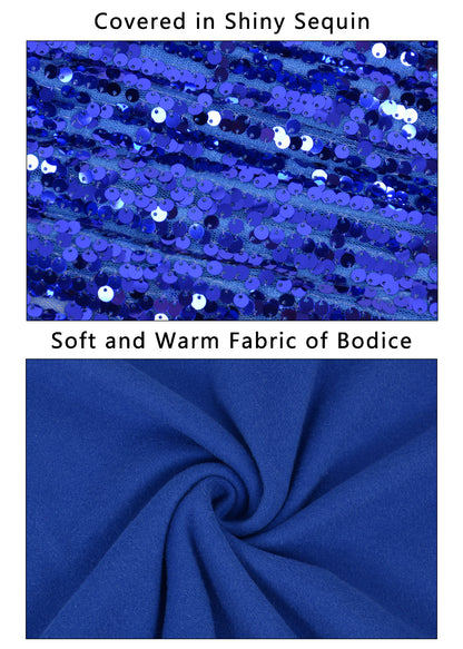 Anna-Kaci Women's Plus Size Sparkle Sequin Sweatshirt Mock Neck Pullover Long Sleeve Glitter Party Tops