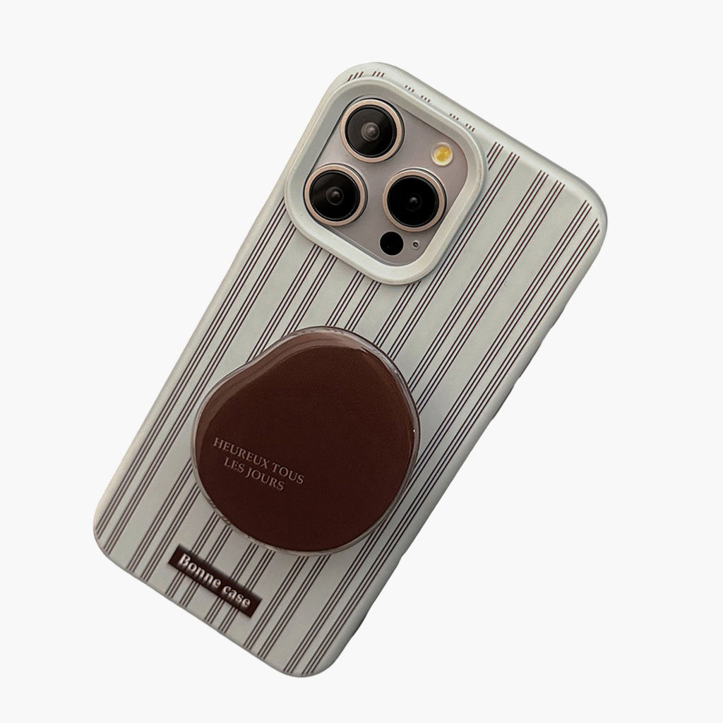 Anna-Kaci Striped Phone Case with Built In Phone Stand Raised Grip Accent Glossy Finish Slim Protective Cover