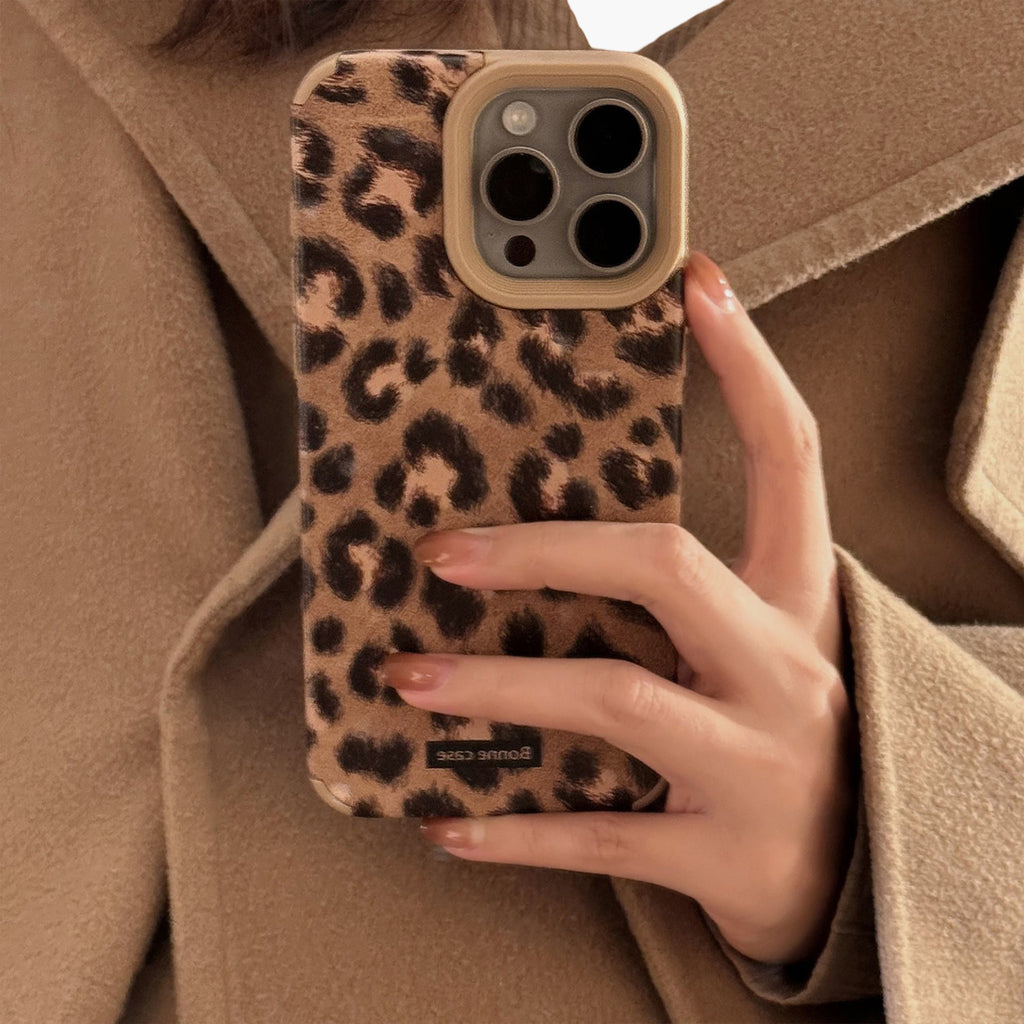 Anna-Kaci Leopard Print Phone Case with Beaded Wrist Strap Built In Phone Stand Slim Protective Cover