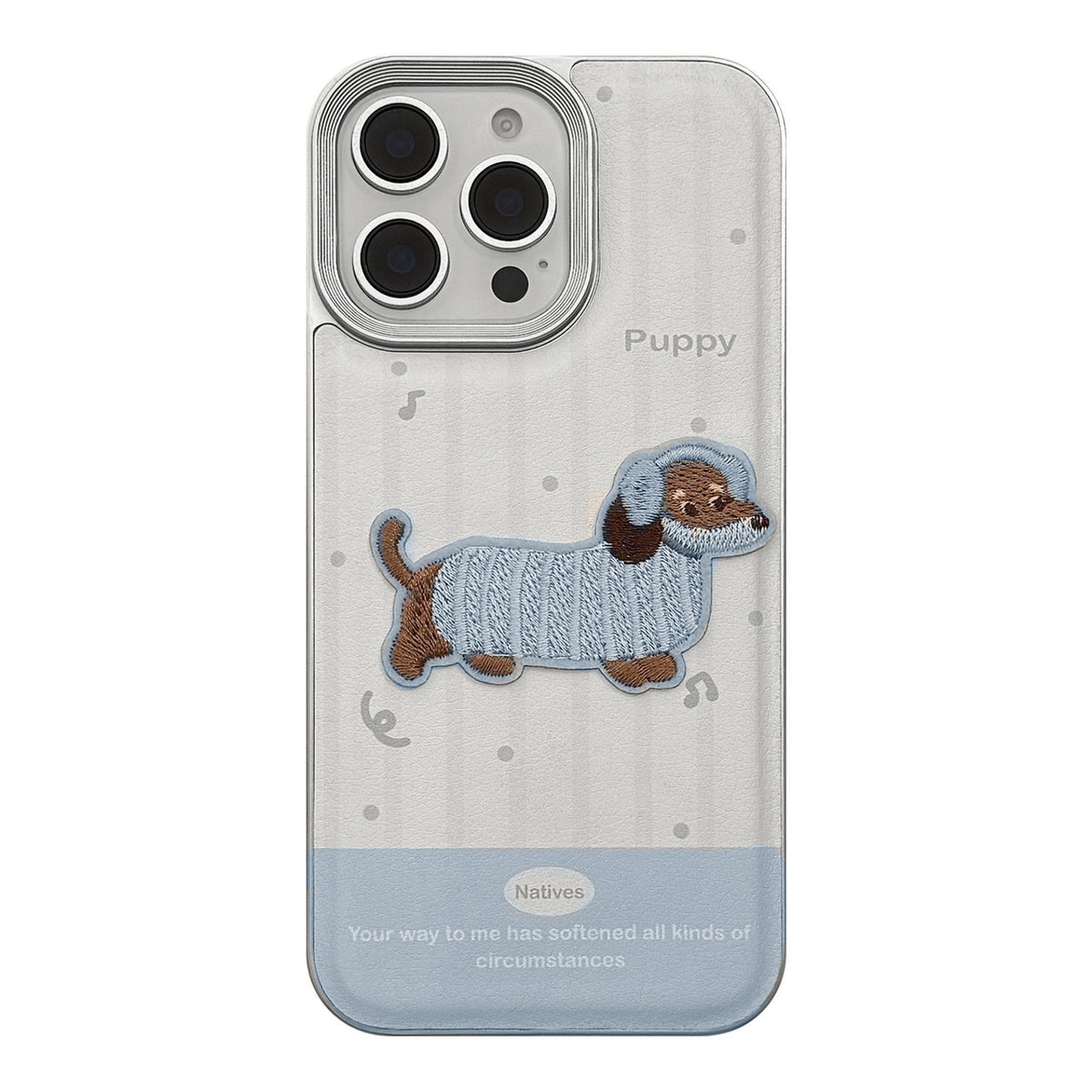 Embroidered Puppy Phone Case Slim Protective Cover Cute Design