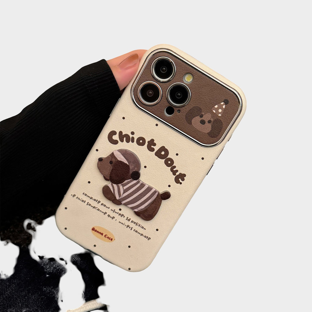 Anna-Kaci Cute Puppy Graphic Phone Case Slim Protective Cover Playful Design
