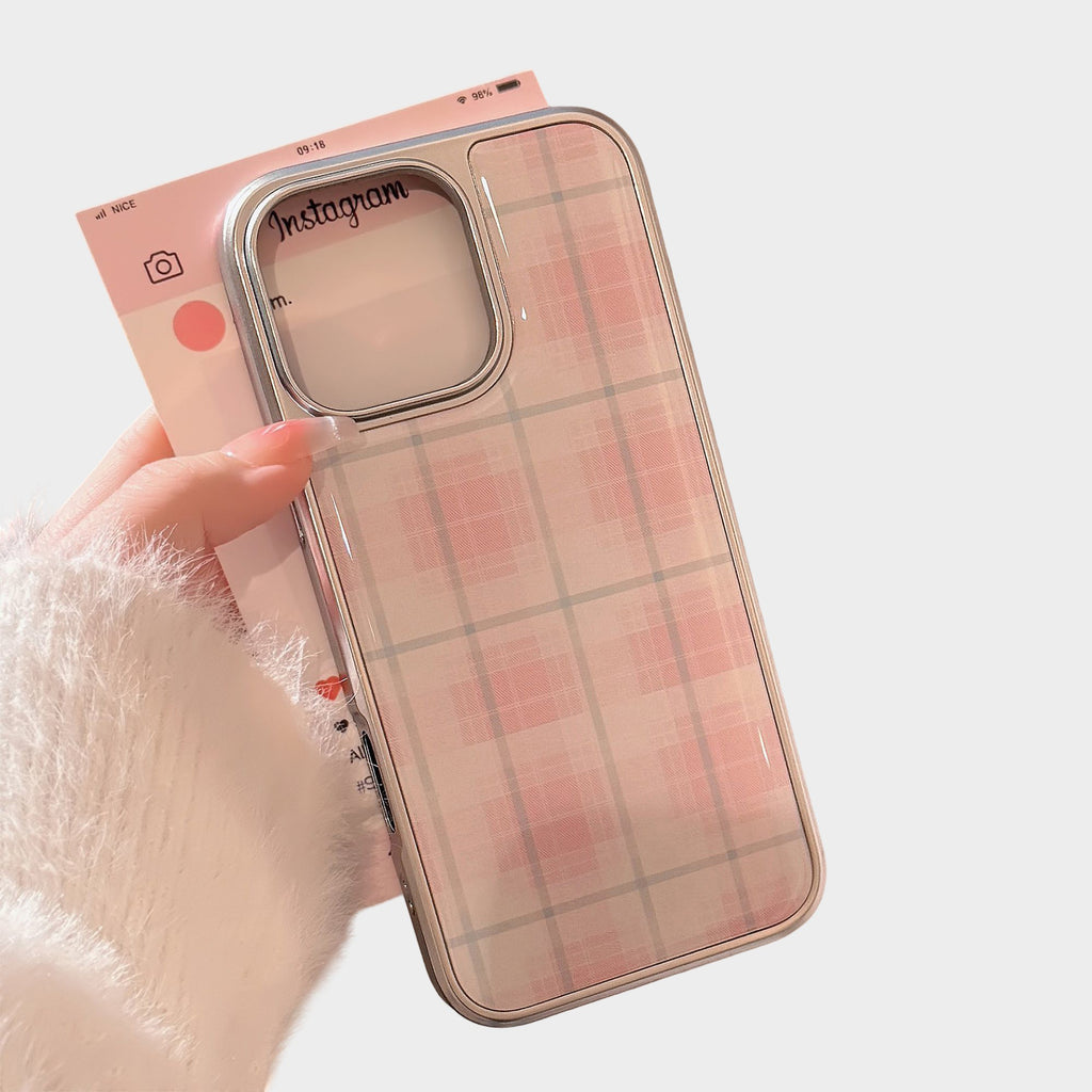 Anna-Kaci Plaid Pattern Phone Case Slim Protective Cover Soft Gloss Finish