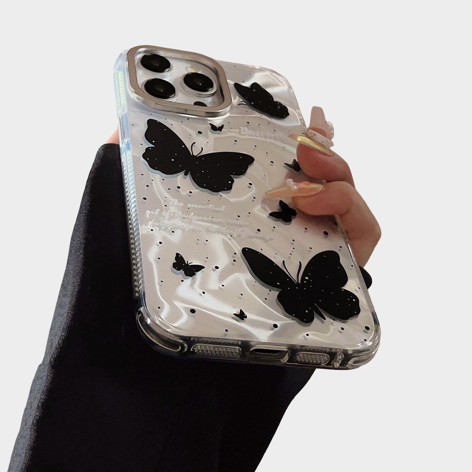 Anna-Kaci Butterfly Print Phone Case with Beaded Bow Wristlet Charm