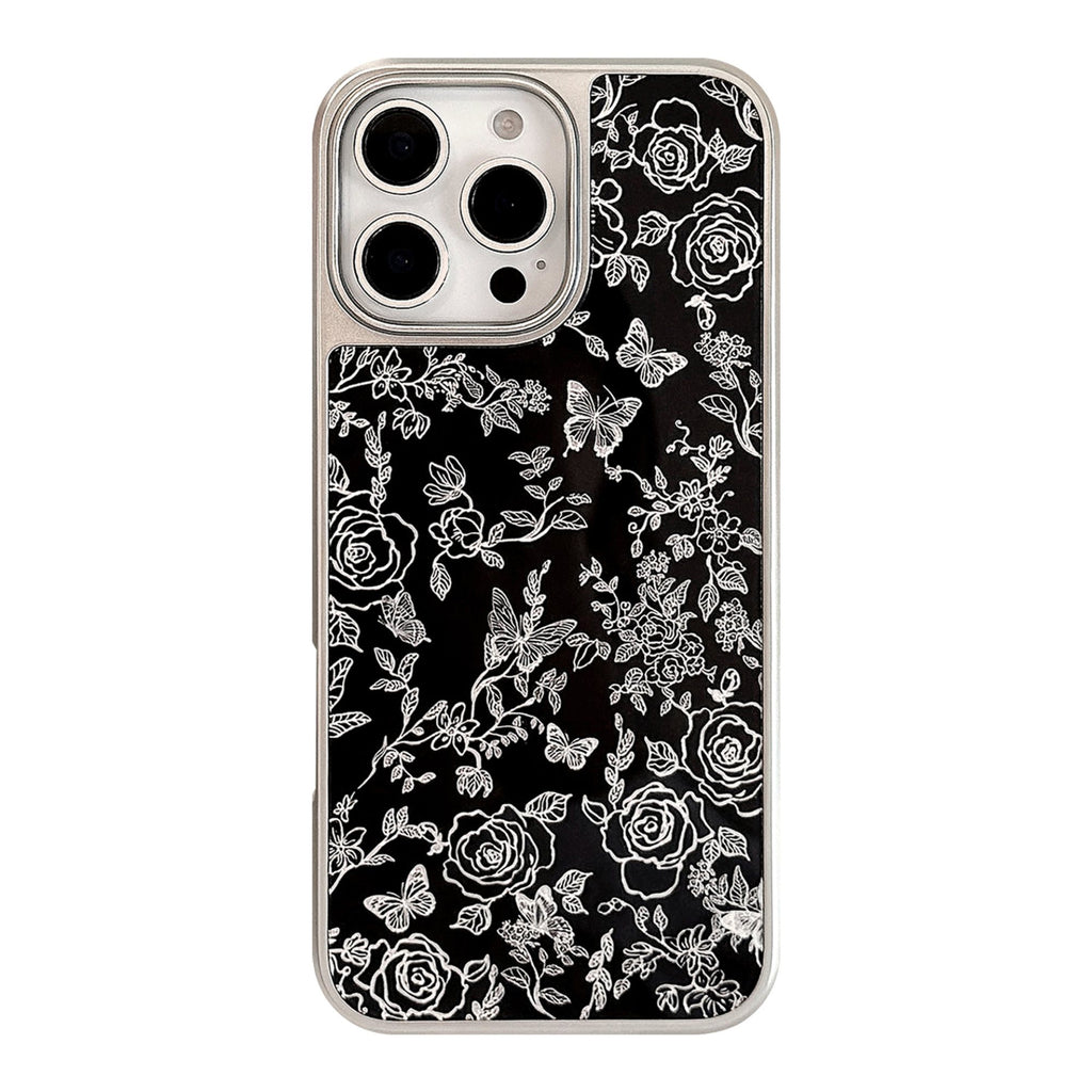 Anna-Kaci Black Floral Butterfly Line Art Phone Case