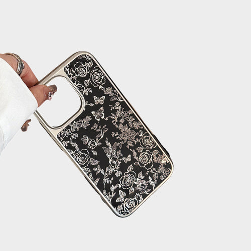 Anna-Kaci Black Floral Butterfly Line Art Phone Case
