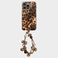 Anna-Kaci Leopard Print Phone Case with Beaded Wristlet Charm