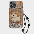 Anna-Kaci Cute Puppy Phone Case with Beaded Wristlet Charm