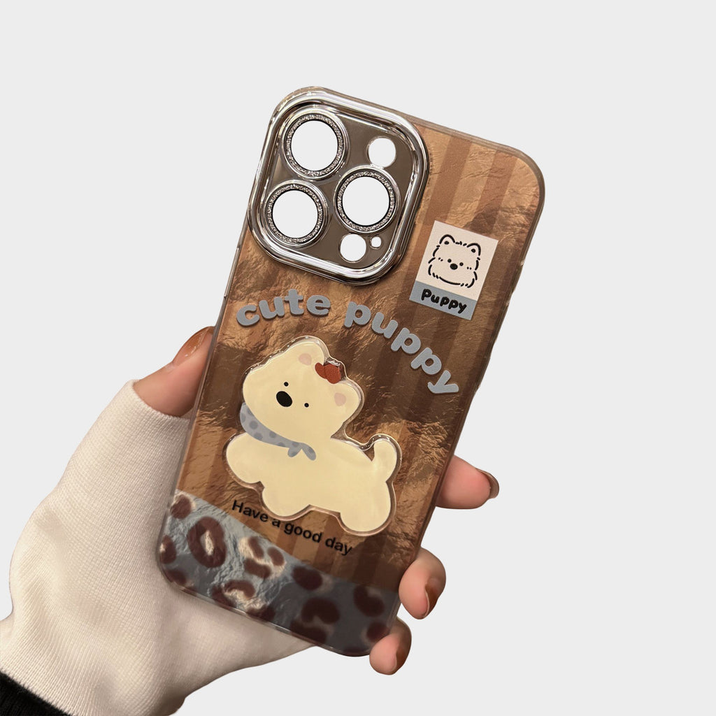 Anna-Kaci Cute Puppy Phone Case with Beaded Wristlet Charm