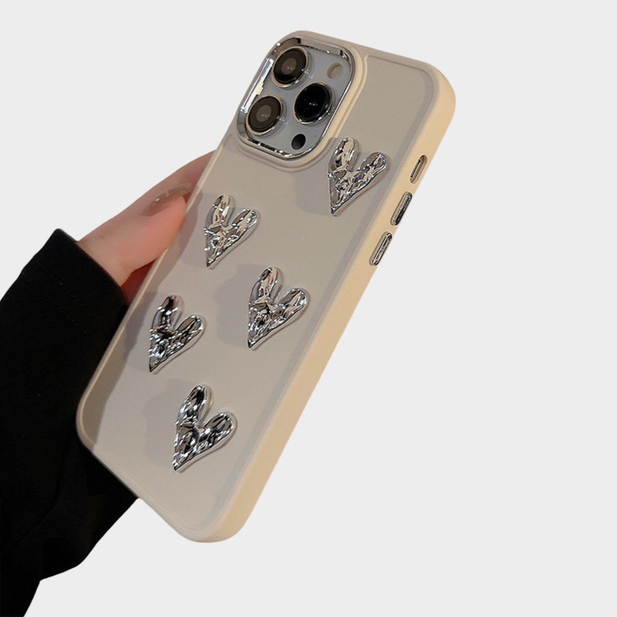 Anna-Kaci Heart Accent Phone Case with Raised Metallic Heart Details