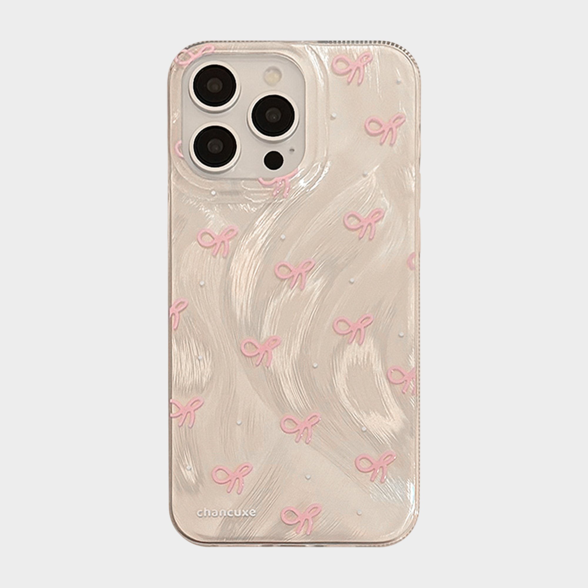 Anna-Kaci Bow Accent Phone Case with Textured Wave Pattern and Raised Bow Details