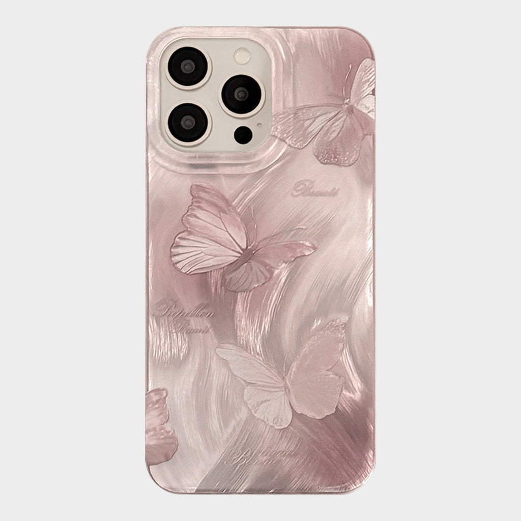 Anna-Kaci Butterfly Embossed Phone Case with Soft Wave Texture and Semi Translucent Finish