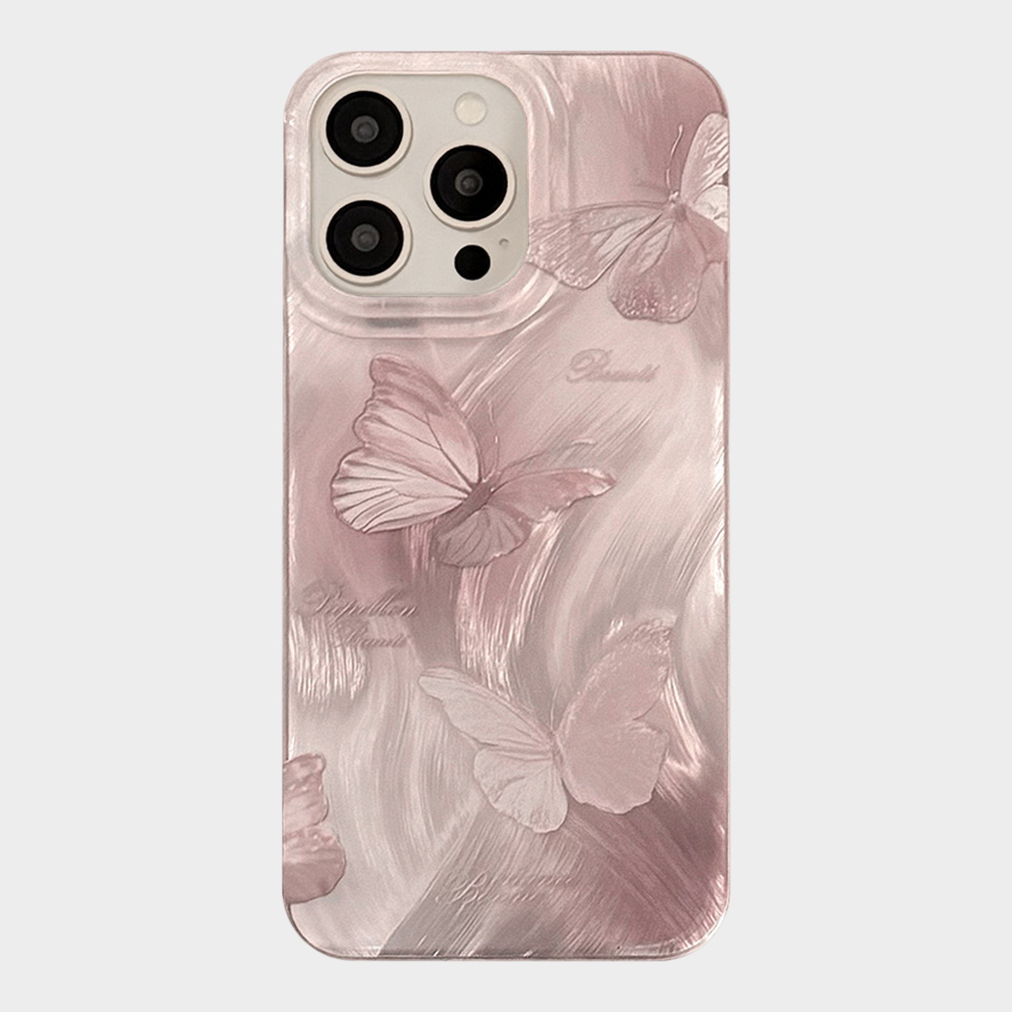 Anna-Kaci Butterfly Embossed Phone Case with Soft Wave Texture and Semi Translucent Finish