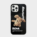 Anna-Kaci Teddy Bear Graphic Phone Case with Glossy Black Finish and Printed Text Design