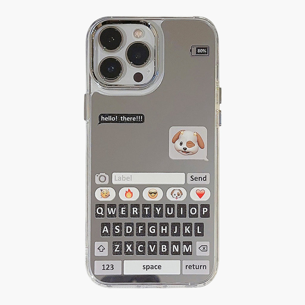 Anna-Kaci Mirror Phone Case with Chat Message Graphic Text Design Reflective Protective Cover