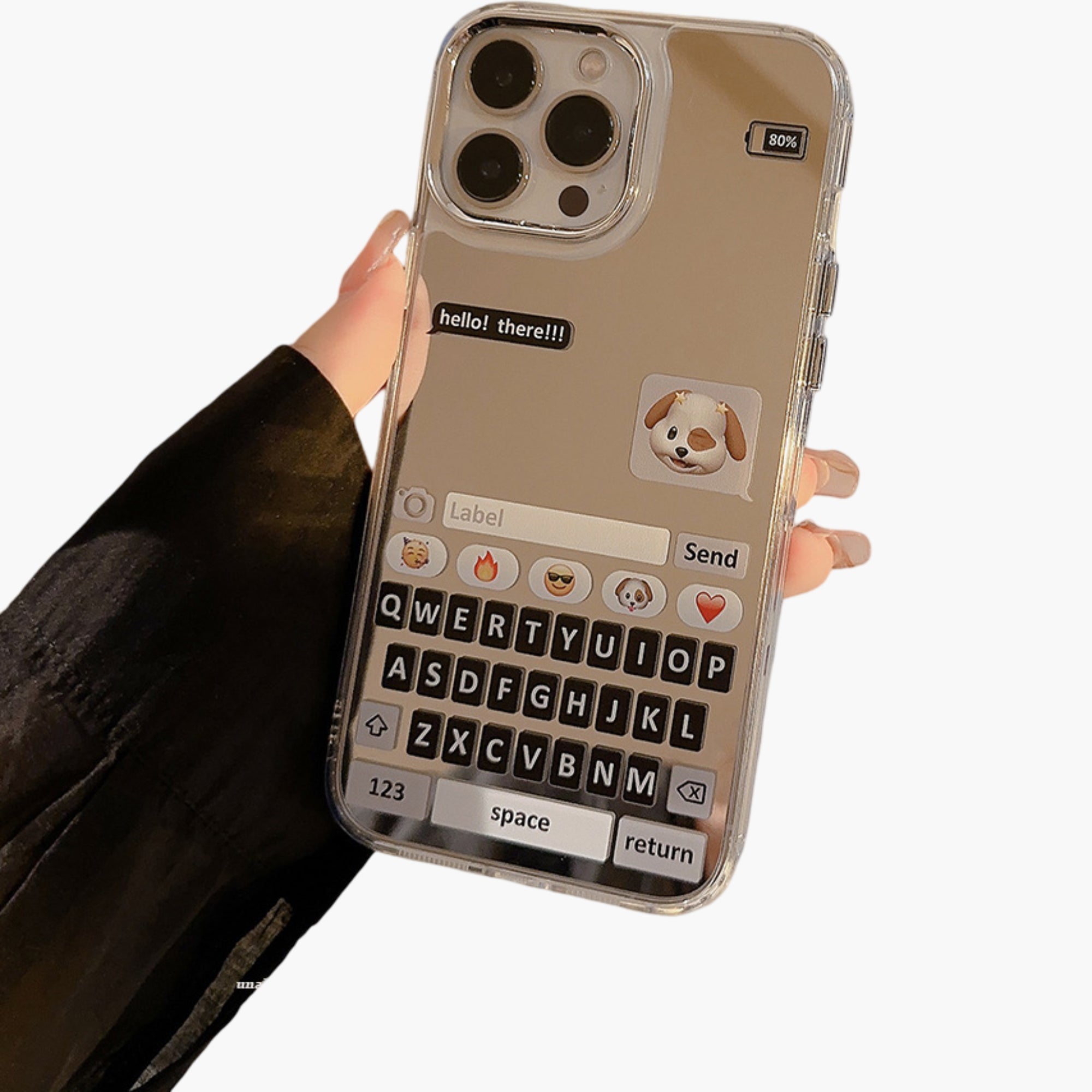 Anna-Kaci Mirror Phone Case with Chat Message Graphic Text Design Reflective Protective Cover