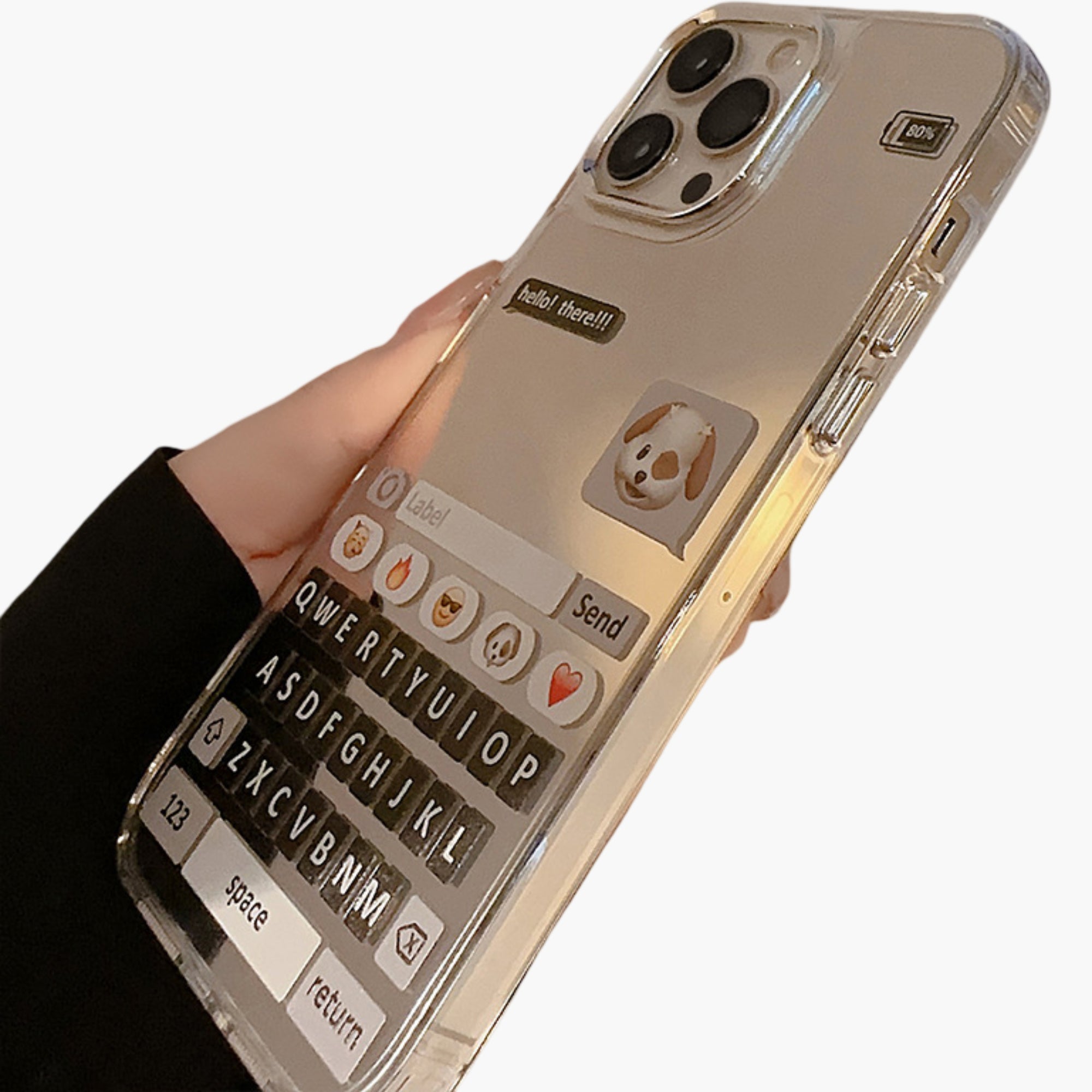 Anna-Kaci Mirror Phone Case with Chat Message Graphic Text Design Reflective Protective Cover