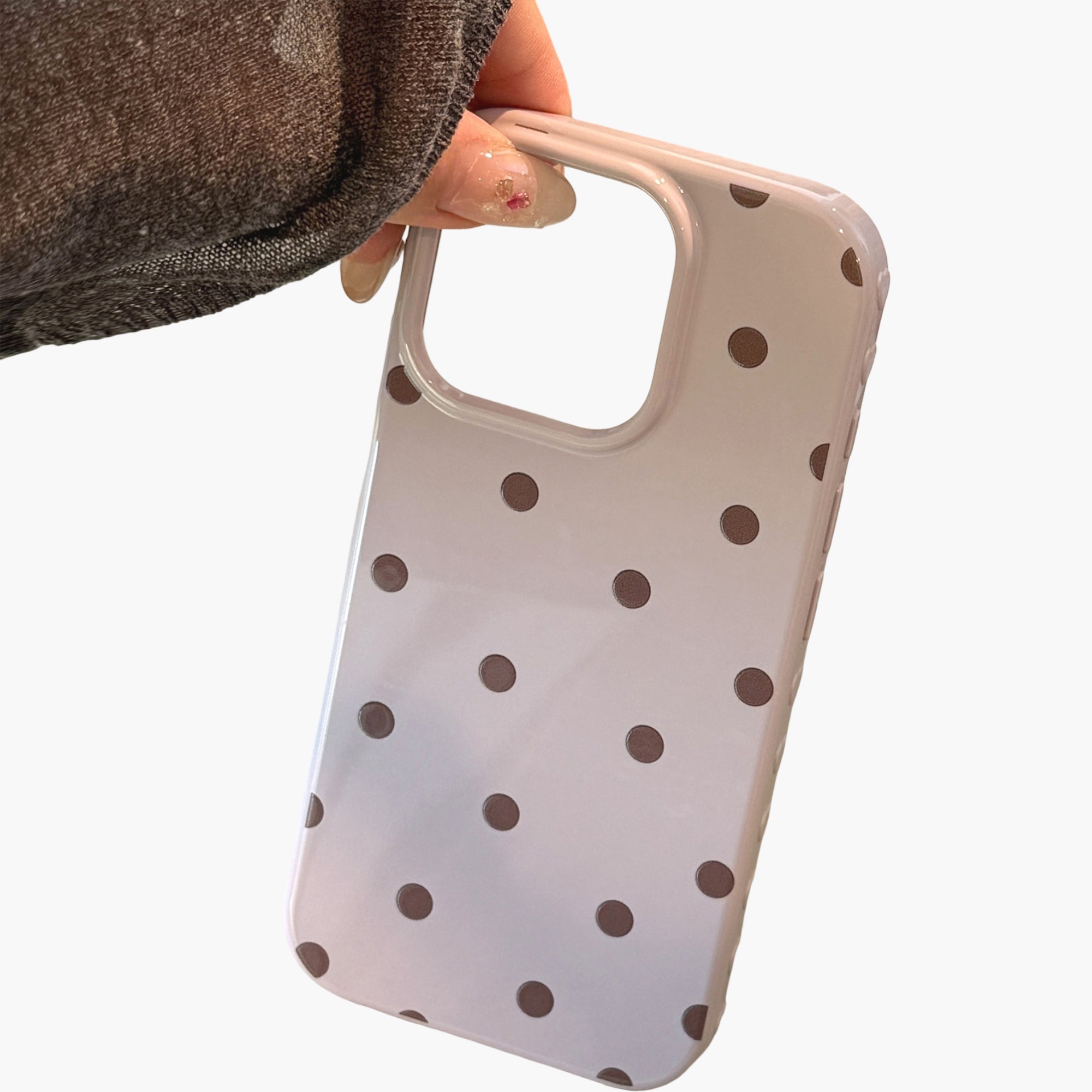 Anna-Kaci Polka Dot Phone Case with Glossy Finish Pattern Design Lightweight Protective Cover