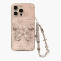 Anna-Kaci Butterfly Floral Phone Case with Beaded Wrist Strap Vintage Style Pattern Protective Cover