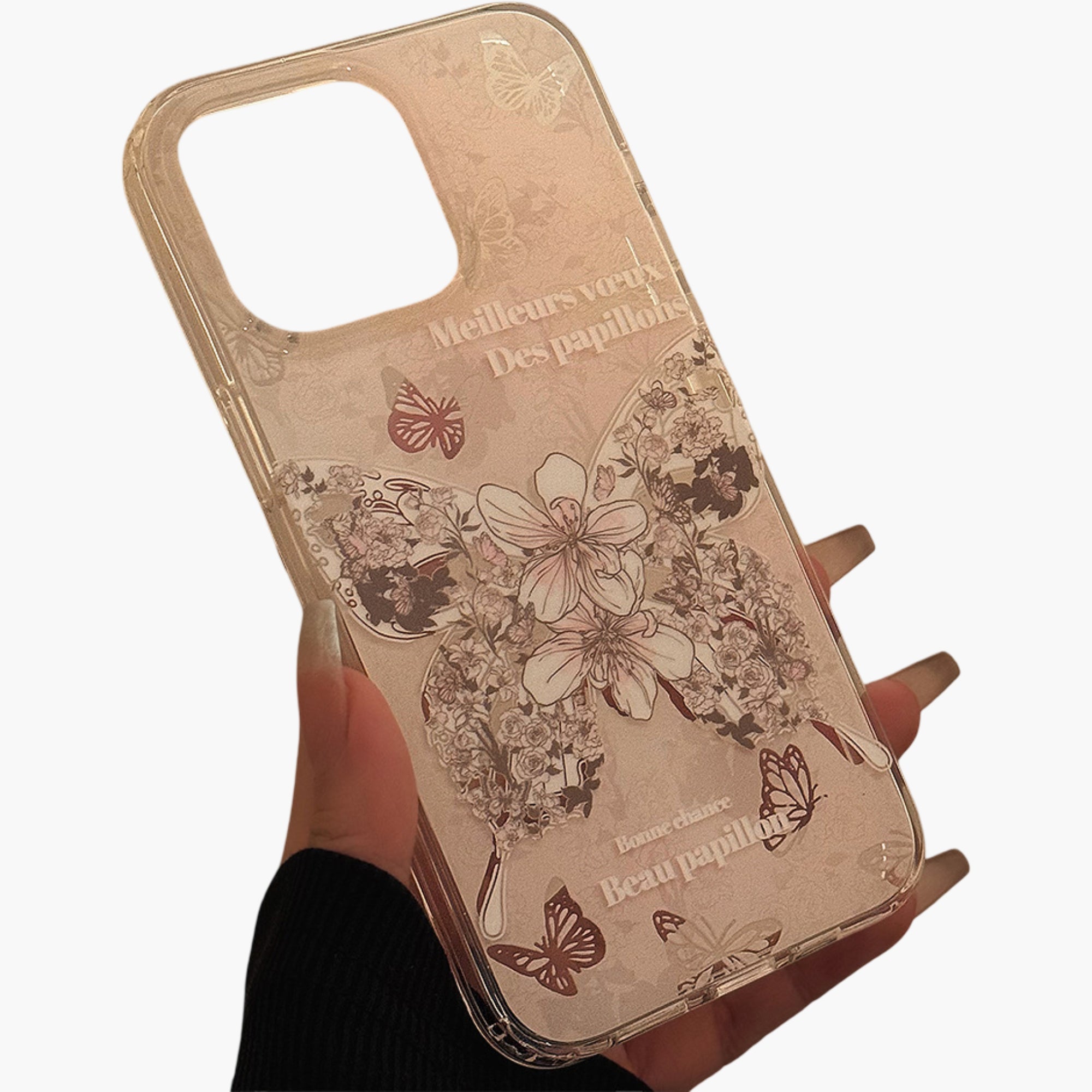 Anna-Kaci Butterfly Floral Phone Case with Beaded Wrist Strap Vintage Style Pattern Protective Cover
